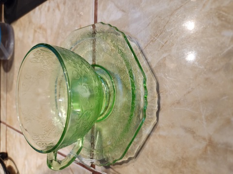 Hazel Atlas Green Cup and Saucer